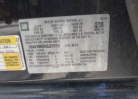 2016 Buick Enclave Leather from USA, damaged, VIN 5GAKVBKDXGJ279758